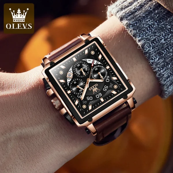OLEVS Luxury Men Watch Waterproof Square Watch for Men Luminous Top Brand Quartz Wristwatch Fashion watch man luxury original - Image 4