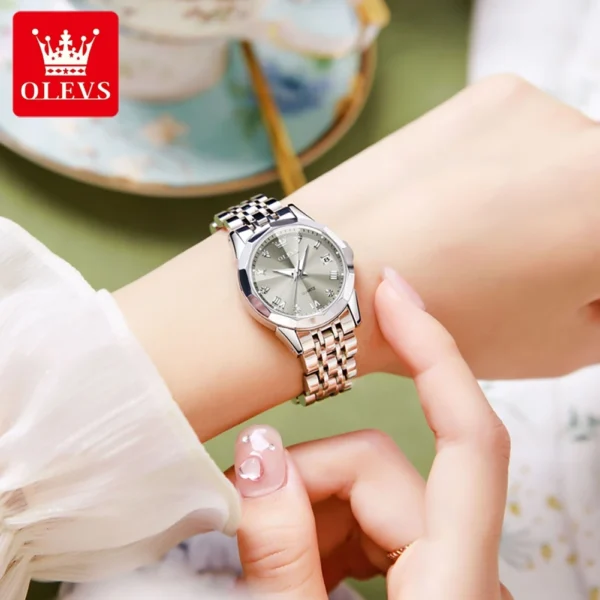 OLEVS Elegant Fashion Women's Watches Luxury Brand Original Quartz Watch for Ladies Waterproof Stainless Steel Luminous Date - Image 4