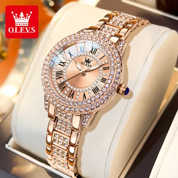 OLEVS 9943 Women Watch High end Luxury Rose Gold Diamond Waterproof Quartz Watch Brand Original Women Dress Watch Reloj Mujer