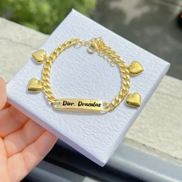 DUOYING Custom Letter Bracelet Heart Engrave Name Bracelet Stainless Steel Bangle 14K Gold Color For Women Birthday Gift - Image 3