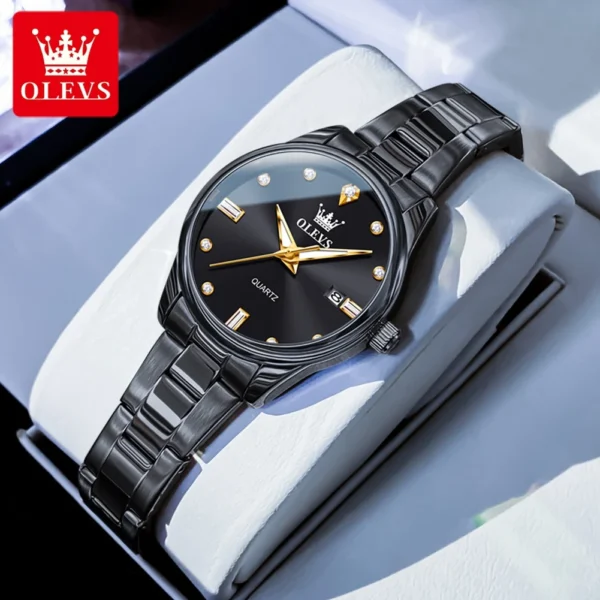 OLEVS Elegant  Fashion Brand Women's Watches Gold Waterproof cCalendar Quartz Watch for Lady Stainless Steel Original Wristwatch - Image 8