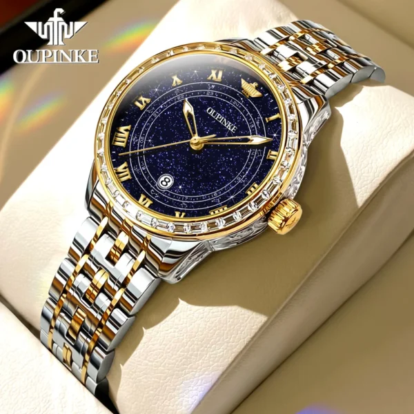 OUPINKE Top Luxury Brand Women's Watches Calendar Automatic Mechanical Watch Starry Sky Dial Romantic Gift Female Wristwatch - Image 8