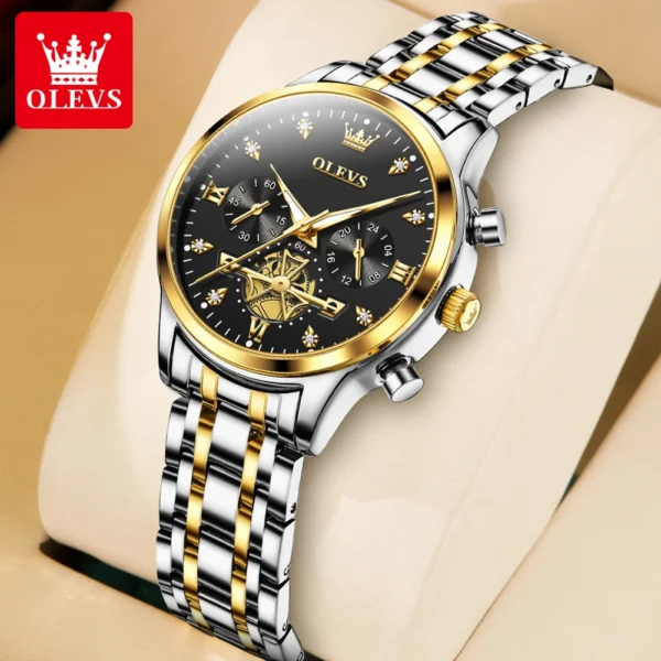 OLEVS Flywheel Skeleton Women Quartz Watch Stainless steel Chronograph Waterproof Luminous Ladies Bracelet Watch for Women Set - Image 7