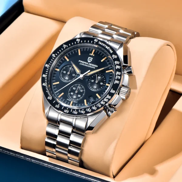 PAGANI DESIGN 2025 New Moon Men's Watches Luxury Quartz Watch For Men VK63 Chronograph AR Sapphire Mirror Ceramic Bezel Luminous - Image 4