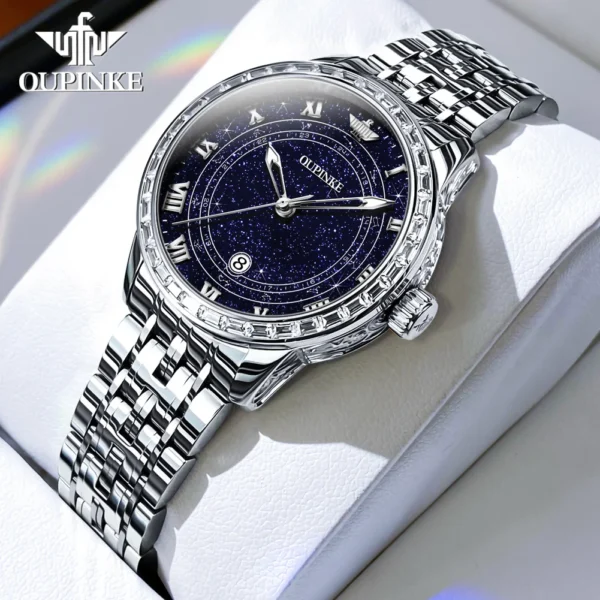 OUPINKE Top Luxury Brand Women's Watches Calendar Automatic Mechanical Watch Starry Sky Dial Romantic Gift Female Wristwatch - Image 11
