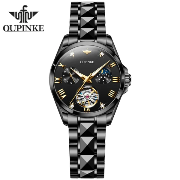 OUPINKE Fashion Luxury Brand Women's Watches Elegant Hollow out Moon Phase Automatic mechanical Watch Original Female Wristwatch - Image 8