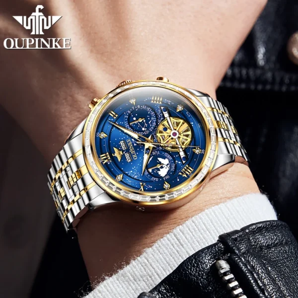 OUPINKE 3255 Men Watch Luxury Brand Swiss Movement Starry Sky Skeleton Waterproof Watch Original Automatic Mechanical Men Watch - Image 4