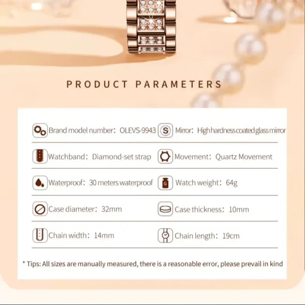 OLEVS 9943 Women Watch High end Luxury Rose Gold Diamond Waterproof Quartz Watch Brand Original Women Dress Watch Reloj Mujer - Image 6