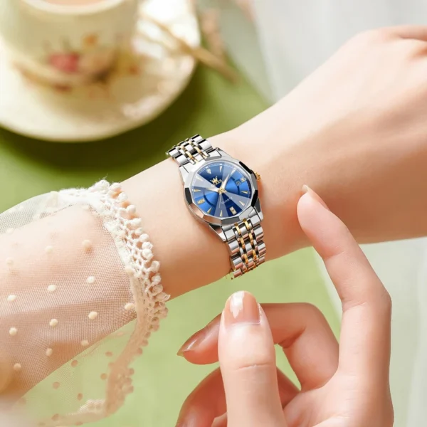 OLEVS Original Brand Elegant Women's Watches Waterproof Luminous Quartz Watch for Lady Necklace Bracelet Gift Box Set Calendar - Image 4