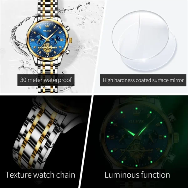 OLEVS Women's Watches Fashion Multifunction Original Quartz Watch for Ladies Waterproof Luminous 24 Hours Exquisite Gift Box Set - Image 6