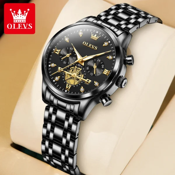 OLEVS Flywheel Skeleton Women Quartz Watch Stainless steel Chronograph Waterproof Luminous Ladies Bracelet Watch for Women Set - Image 14