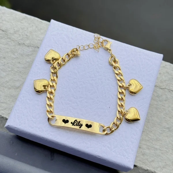 DUOYING Custom Letter Bracelet Heart Engrave Name Bracelet Stainless Steel Bangle 14K Gold Color For Women Birthday Gift - Image 4