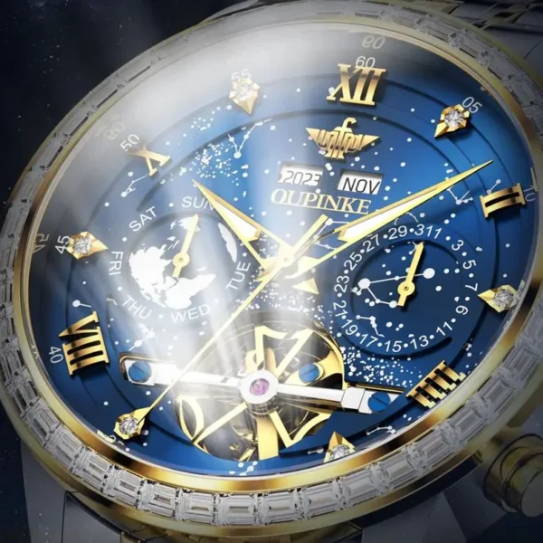 OUPINKE 3255 Men Watch Luxury Brand Swiss Movement Starry Sky Skeleton Waterproof Watch Original Automatic Mechanical Men Watch - Image 2