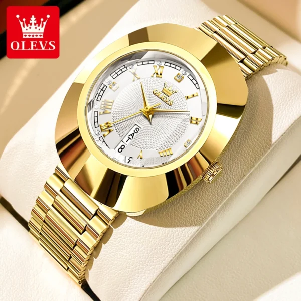 OLEVS Quartz Watch for Women Golden Tungsten steel Luxury Elegant Waterproof Calendar High Quality Watch Women's Wristwatches - Image 9