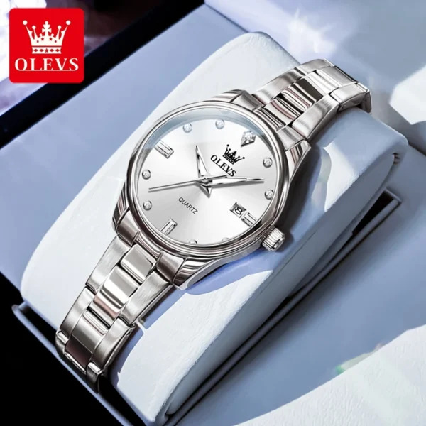 OLEVS Elegant  Fashion Brand Women's Watches Gold Waterproof cCalendar Quartz Watch for Lady Stainless Steel Original Wristwatch - Image 7