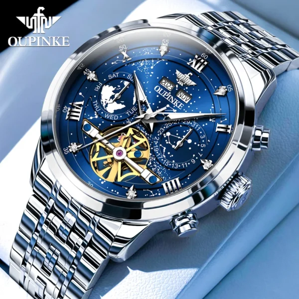 OUPINKE 3255 Men Watch Luxury Brand Swiss Movement Starry Sky Skeleton Waterproof Watch Original Automatic Mechanical Men Watch - Image 10