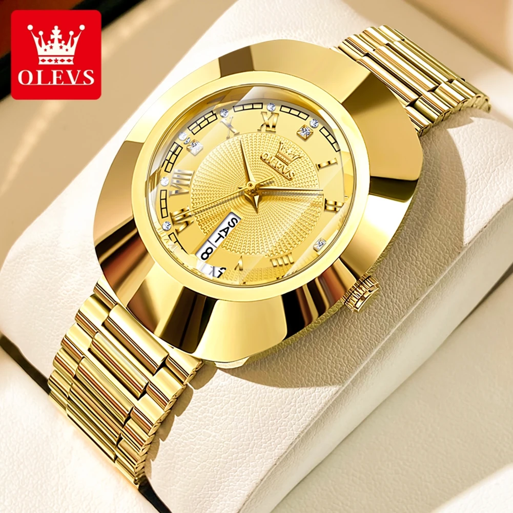 OLEVS Quartz Watch for Women Golden Tungsten steel Luxury Elegant Waterproof Calendar High Quality Watch Women’s Wristwatches