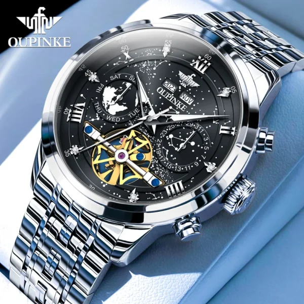 OUPINKE 3255 Men Watch Luxury Brand Swiss Movement Starry Sky Skeleton Waterproof Watch Original Automatic Mechanical Men Watch - Image 7
