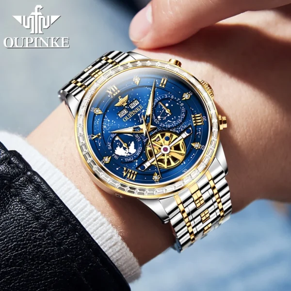 OUPINKE 3255 Men Watch Luxury Brand Swiss Movement Starry Sky Skeleton Waterproof Watch Original Automatic Mechanical Men Watch - Image 3