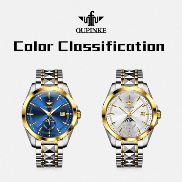OUPINKE 3292 Moon Phase Luxury Original Men's Watches Fully Automatic Mechanical Watch 50m Waterproof Sapphire Top Watch for Man - Image 6