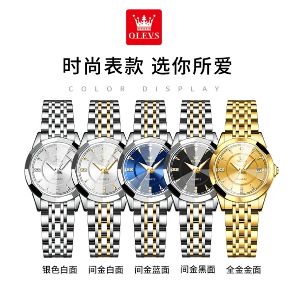 OLEVS Fashion Women's Watches Waterproof Calendar Elegant Quartz Watch for Lady Necklace Bracelet Gift Box Set Versatile Watch - Image 6