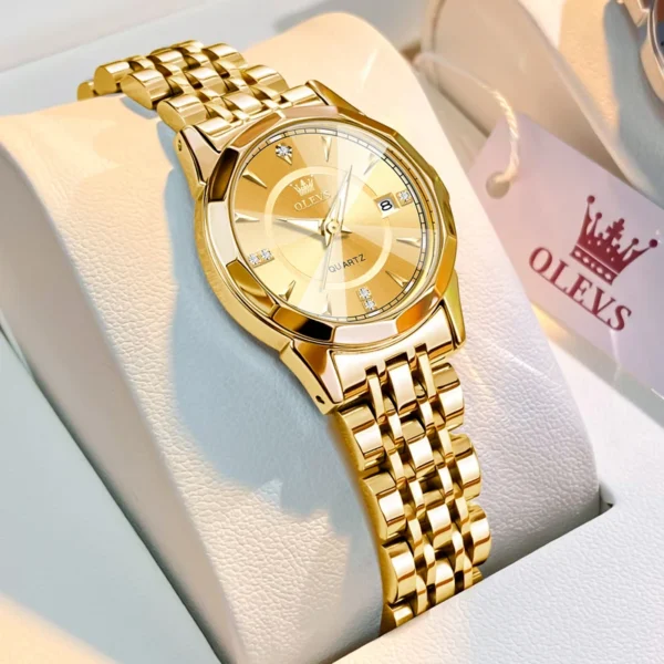 OLEVS Original Brand Elegant Women's Watches Waterproof Luminous Quartz Watch for Lady Necklace Bracelet Gift Box Set Calendar - Image 9