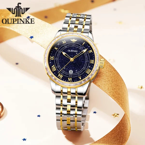 OUPINKE Top Luxury Brand Women's Watches Calendar Automatic Mechanical Watch Starry Sky Dial Romantic Gift Female Wristwatch - Image 2