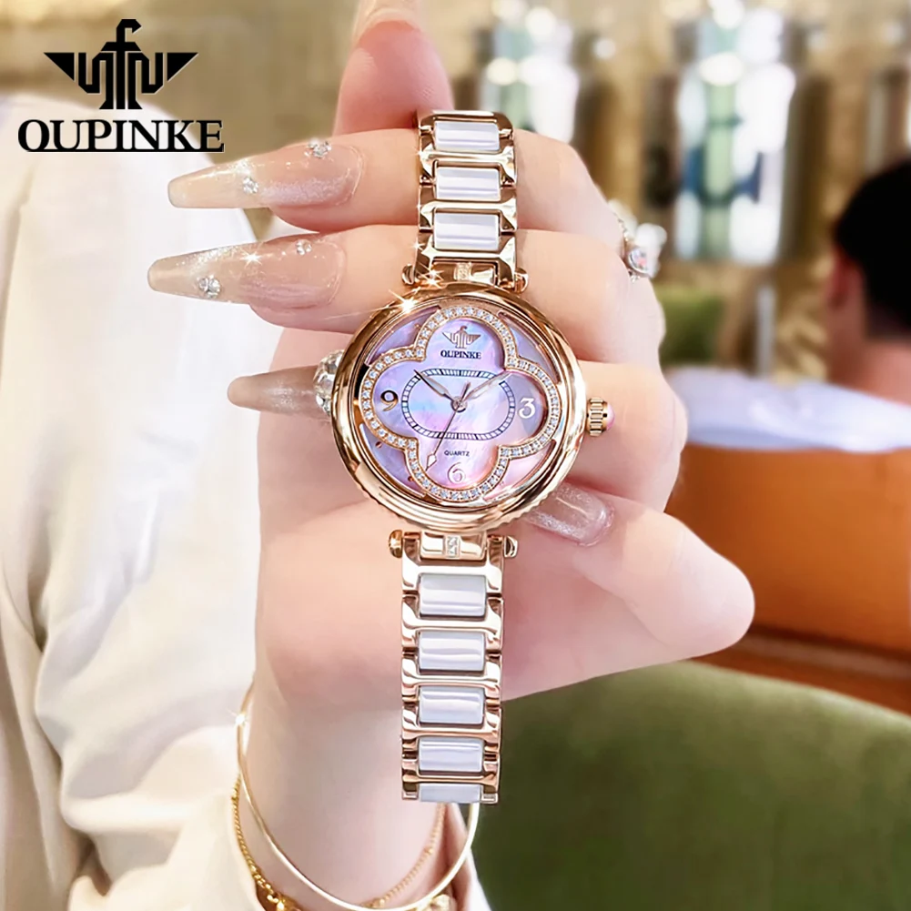 OUPINKE 3272 Top Brand Women Watch Luxury Fashion Women Original Watch Japanese Movement Rotating Case Dress Elegant Women Watch