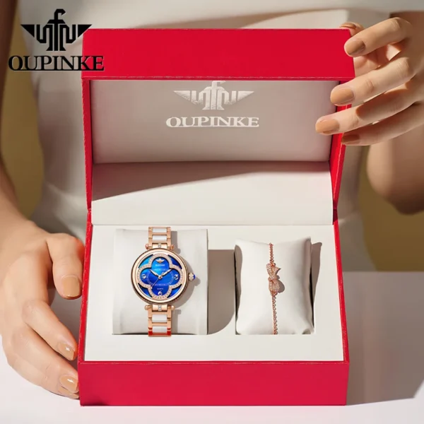 OUPINKE 3272 Top Brand Women Watch Luxury Fashion Women Original Watch Japanese Movement Rotating Case Dress Elegant Women Watch - Image 10