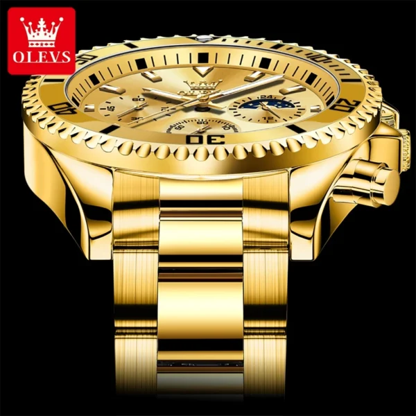 OLEVS Men's Watches Top Brand Luxury Watch for Men Original Waterproof Stainless Steel Chronograph Moon Phase Date Rota Dial - Image 5