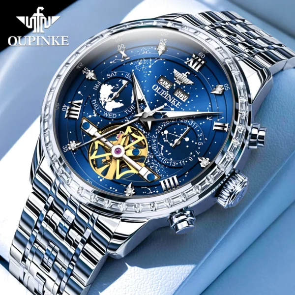 OUPINKE 3255 Men Watch Luxury Brand Swiss Movement Starry Sky Skeleton Waterproof Watch Original Automatic Mechanical Men Watch - Image 8