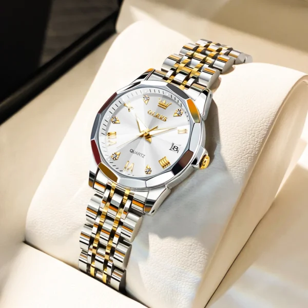OLEVS Elegant Fashion Women's Watches Luxury Brand Original Quartz Watch for Ladies Waterproof Stainless Steel Luminous Date - Image 11