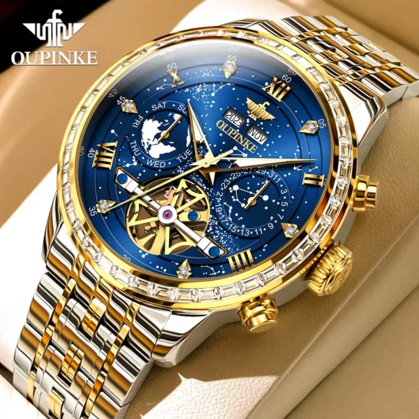 OUPINKE 3255 Men Watch Luxury Brand Swiss Movement Starry Sky Skeleton Waterproof Watch Original Automatic Mechanical Men Watch - Image 11