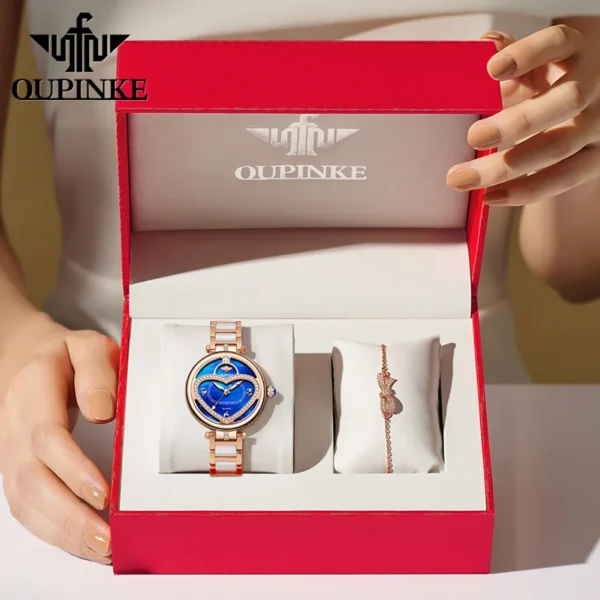 OUPINKE 3272 Top Brand Women Watch Luxury Fashion Women Original Watch Japanese Movement Rotating Case Dress Elegant Women Watch - Image 9