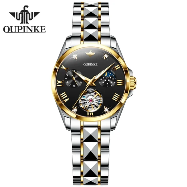 OUPINKE Fashion Luxury Brand Women's Watches Elegant Hollow out Moon Phase Automatic mechanical Watch Original Female Wristwatch - Image 7