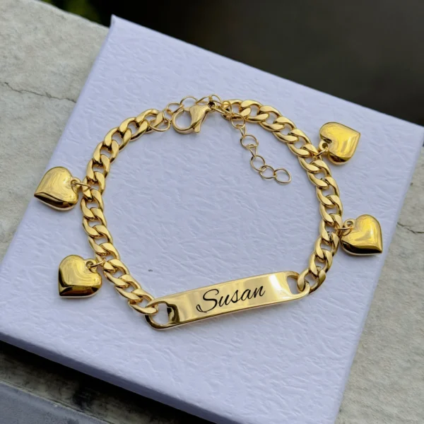 DUOYING Custom Letter Bracelet Heart Engrave Name Bracelet Stainless Steel Bangle 14K Gold Color For Women Birthday Gift - Image 5