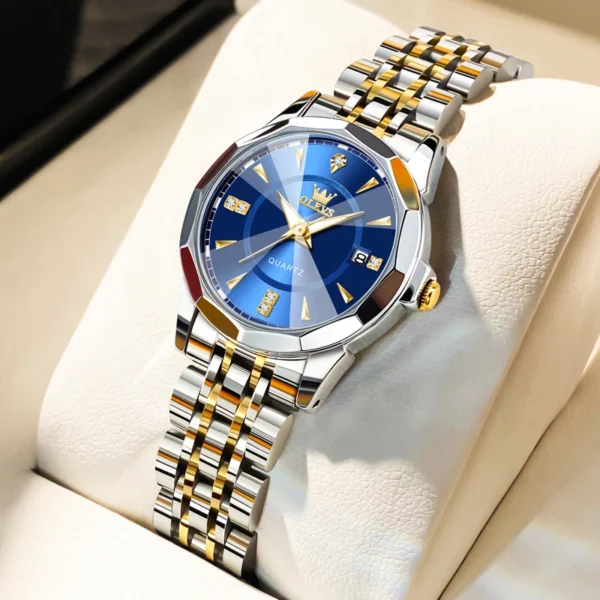 OLEVS Original Brand Elegant Women's Watches Waterproof Luminous Quartz Watch for Lady Necklace Bracelet Gift Box Set Calendar - Image 2