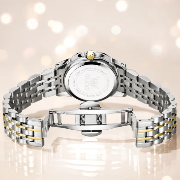OLEVS Fashion Women's Watches Waterproof Calendar Elegant Quartz Watch for Lady Necklace Bracelet Gift Box Set Versatile Watch - Image 2
