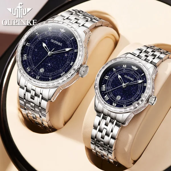 OUPINKE Top Luxury Brand Women's Watches Calendar Automatic Mechanical Watch Starry Sky Dial Romantic Gift Female Wristwatch - Image 9