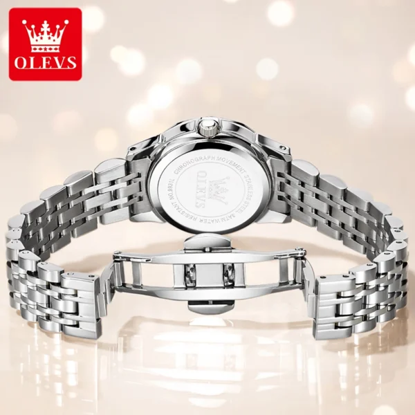 OLEVS Elegant Fashion Women's Watches Luxury Brand Original Quartz Watch for Ladies Waterproof Stainless Steel Luminous Date - Image 2
