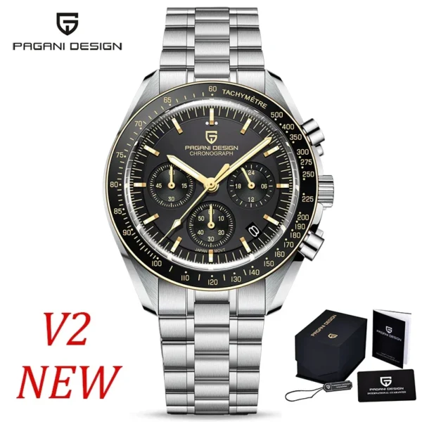 PAGANI DESIGN 2025 New Moon Men's Watches Luxury Quartz Watch For Men VK63 Chronograph AR Sapphire Mirror Ceramic Bezel Luminous - Image 9