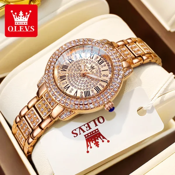 OLEVS 9943 Women Watch High end Luxury Rose Gold Diamond Waterproof Quartz Watch Brand Original Women Dress Watch Reloj Mujer - Image 7