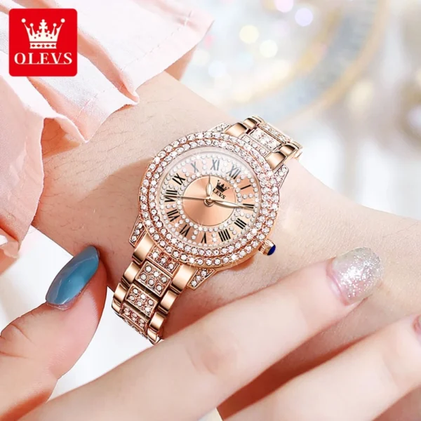 OLEVS 9943 Women Watch High end Luxury Rose Gold Diamond Waterproof Quartz Watch Brand Original Women Dress Watch Reloj Mujer - Image 2