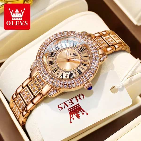 OLEVS 9943 Women Watch High end Luxury Rose Gold Diamond Waterproof Quartz Watch Brand Original Women Dress Watch Reloj Mujer - Image 8