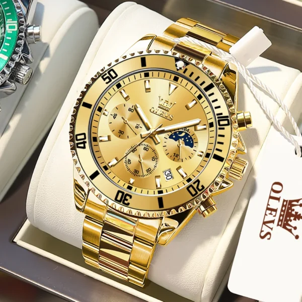 OLEVS Men's Watches Top Brand Luxury Watch for Men Original Waterproof Stainless Steel Chronograph Moon Phase Date Rota Dial - Image 13