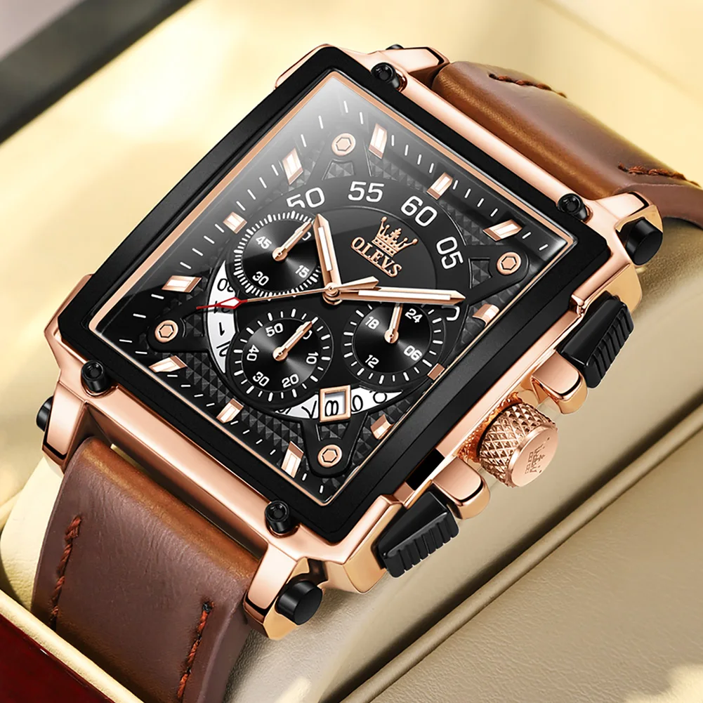 OLEVS Luxury Men Watch Waterproof Square Watch for Men Luminous Top Brand Quartz Wristwatch Fashion watch man luxury original