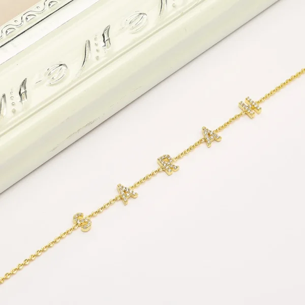 DODOAI Custom 6mm Zircon Letter Bracelet Personalized Crystal Shining DIY Name Jewelry A-Z 26 Gold Letter Pendant Bracelet Gift - Image 3