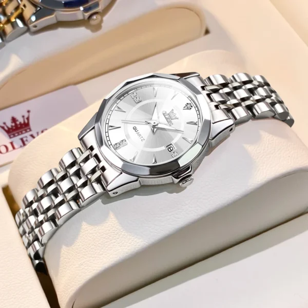 OLEVS Fashion Women's Watches Waterproof Calendar Elegant Quartz Watch for Lady Necklace Bracelet Gift Box Set Versatile Watch - Image 9