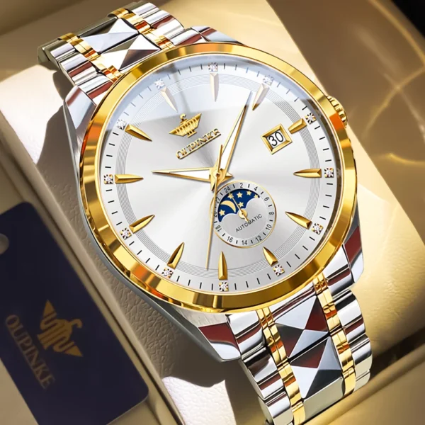 OUPINKE 3292 Moon Phase Luxury Original Men's Watches Fully Automatic Mechanical Watch 50m Waterproof Sapphire Top Watch for Man - Image 7