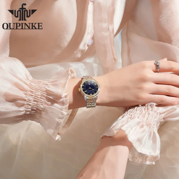 OUPINKE Top Luxury Brand Women's Watches Calendar Automatic Mechanical Watch Starry Sky Dial Romantic Gift Female Wristwatch - Image 3